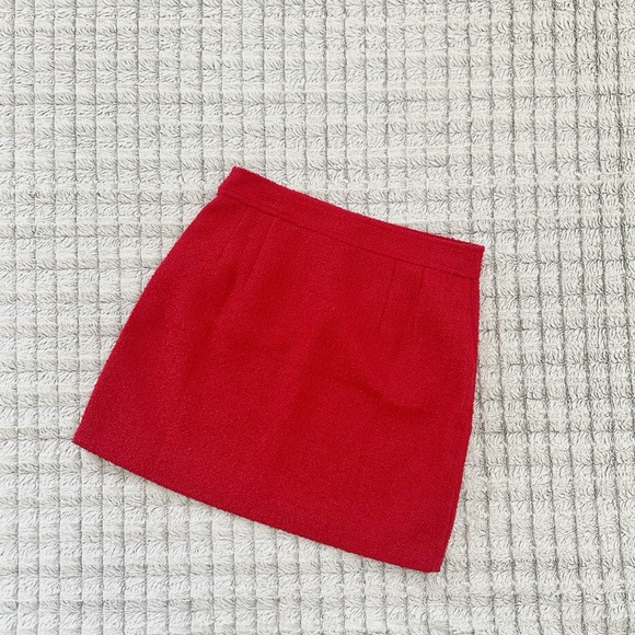 Loft NWT Red Textured Tweed Women's Skirt - Picture 3 of 4